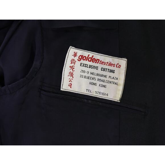 Custom Tailored Solid Navy Blue 2-Btn Wool Blazer Jacket 38S - Picture 9 of 10